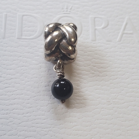 Pandora Sterling sterling Silver Black Onyx Dangle Charm   Retired - Picture 2 of 7
